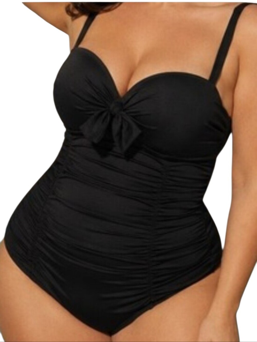 #107 Torrid 5 Black Tie-Front Underwire One-piece Swimsuit